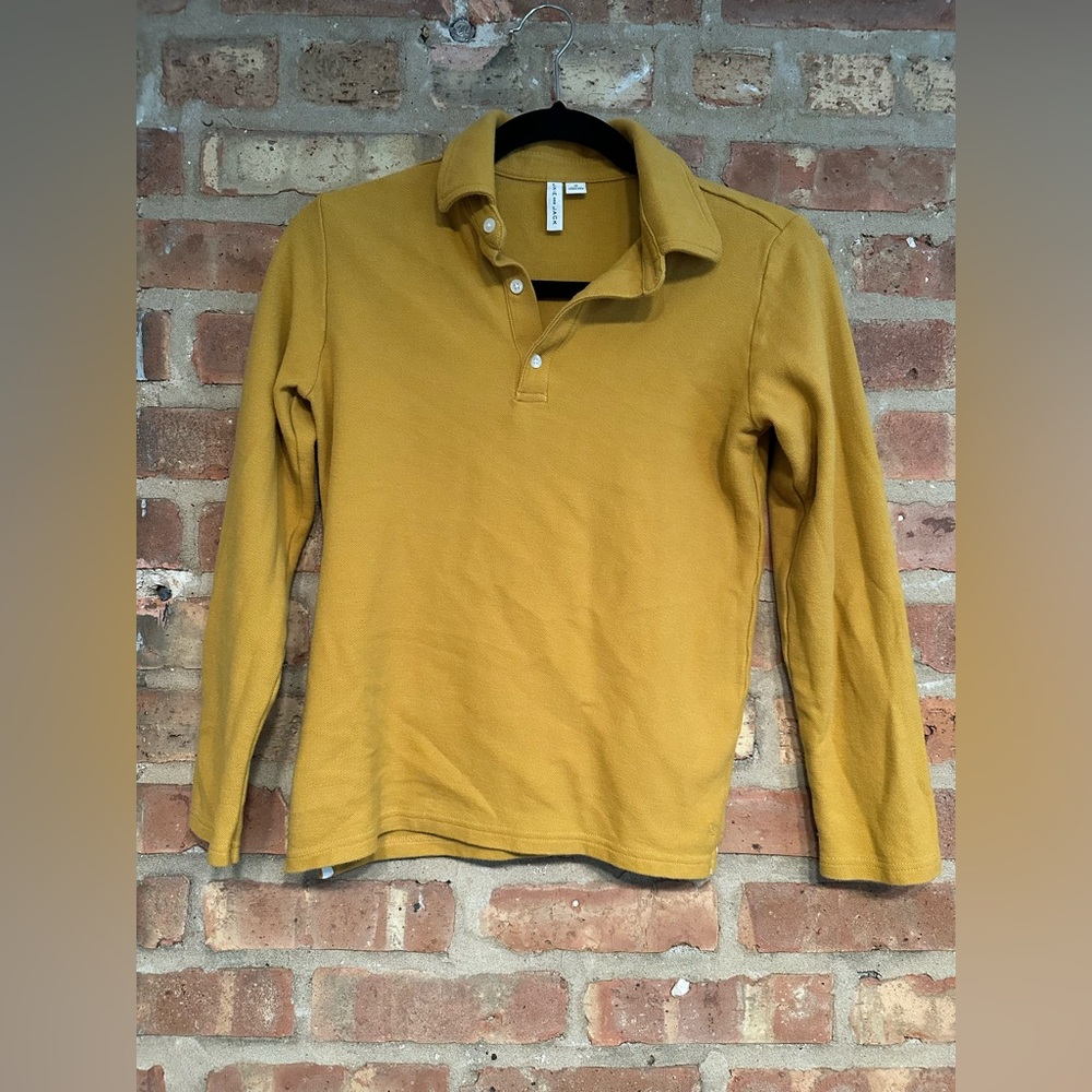 Janie and Jack long sleeve polo yellow mustard, color 100% cotton kids 10 medium
